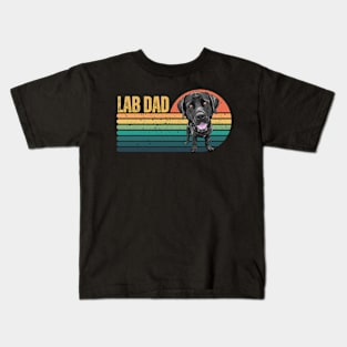 Lab Dad Funny Black Labrador Retriever Dog Lover Retro Sunset Kids T-Shirt